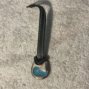 Dooney & Bourke Silver and Blue Key Holder/Charm W Leather Strap